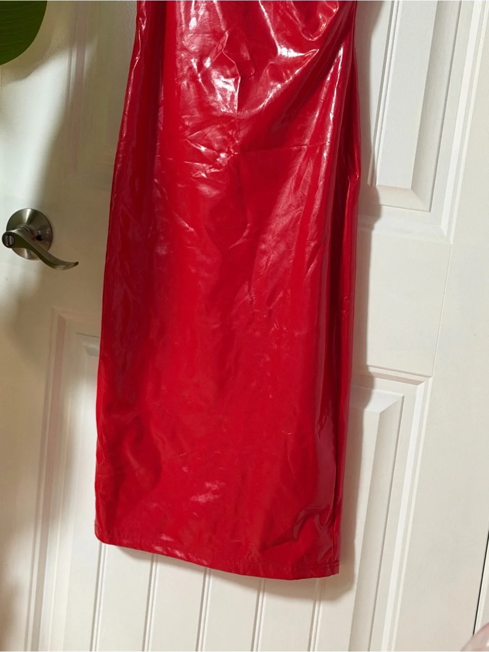 Red Satin-Look Slip Dress with Spaghetti Straps